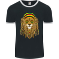 Dreadlock Rasta Lion Jamaica Jamaican Mens Ringer T-Shirt FotL Black/White