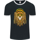 Dreadlock Rasta Lion Jamaica Jamaican Mens Ringer T-Shirt FotL Black/White