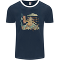 Katana Blacksmith Japanese Samurai Sword Mens Ringer T-Shirt FotL Navy Blue/White