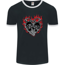 Biker Heart Motorbike Motorcycle Mens Ringer T-Shirt FotL Black/White