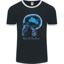 Bikes on the Brain Funny Motorbike Biker Mens Ringer T-Shirt FotL Black/White