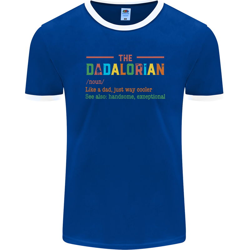 Dadalorian Funny Fathers Day Dad Daddy Mens Ringer T-Shirt FotL Royal Blue/White