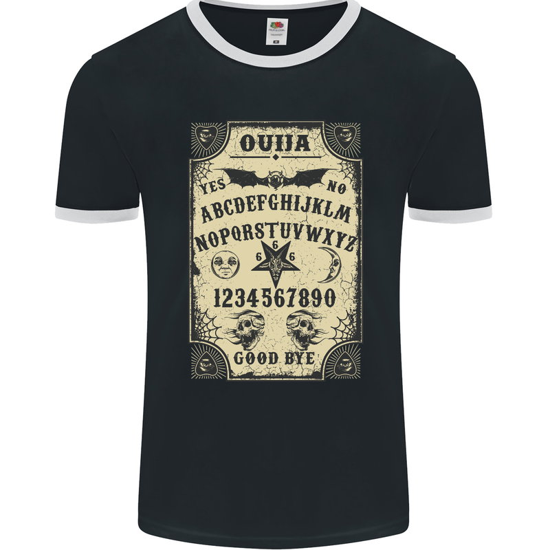 Ouija Board Voodoo Demons Spirits Halloween Mens Ringer T-Shirt FotL Black/White