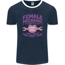 Funny Female Mechanic Mens Ringer T-Shirt FotL Navy Blue/White