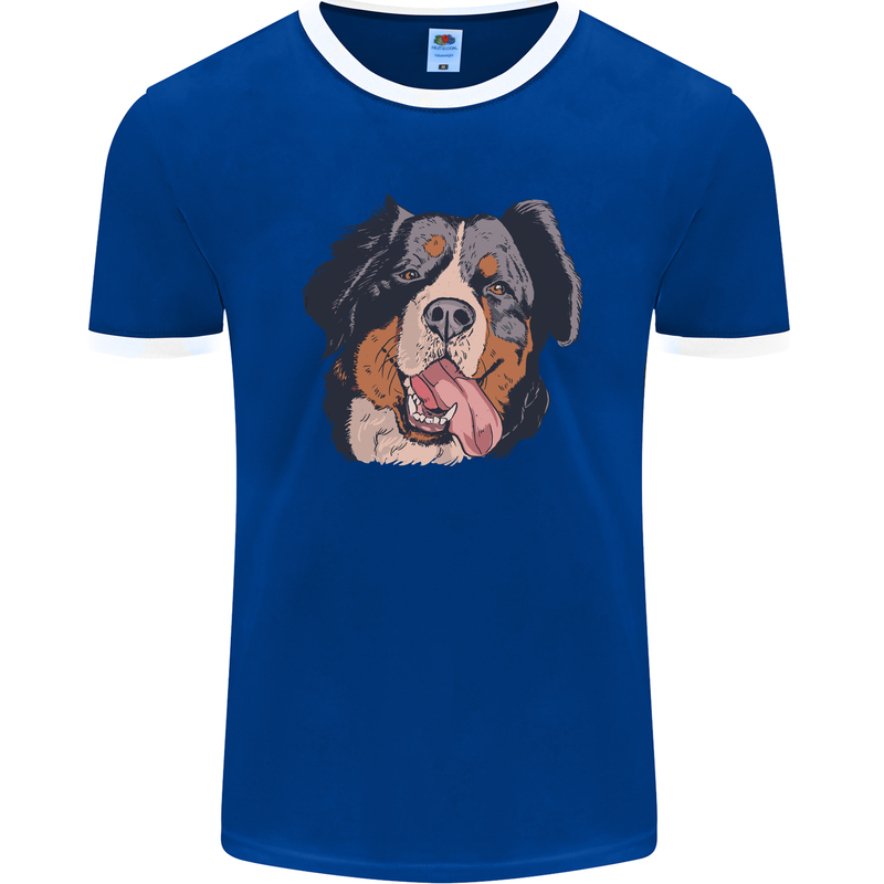 Bernese Mountain Dog Mens Ringer T-Shirt FotL Royal Blue/White