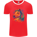 Horse Head Equestrian Mens Ringer T-Shirt FotL Red/White