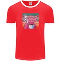 Grumpy Axolotl With Coffee Mens Ringer T-Shirt FotL Red/White