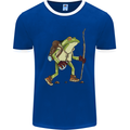 Trekking Hiking Rambling Frog Toad Funny Mens Ringer T-Shirt FotL Royal Blue/White