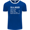 Motorbike I'm a Biker When My Wife Funny Mens Ringer T-Shirt FotL Royal Blue/White