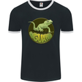 An Iguana Lizard Mens Ringer T-Shirt FotL Black/White