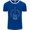 Guitar Notes Electirc Guitarist Player Rock Mens Ringer T-Shirt FotL Royal Blue/White