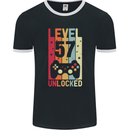 57th Birthday 57 Year Old Level Up Gamming Mens Ringer T-Shirt FotL Black/White