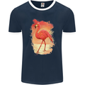 Flamingo Painting Mens Ringer T-Shirt FotL Navy Blue/White