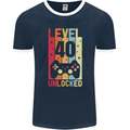 40th Birthday 40 Year Old Level Up Gamming Mens Ringer T-Shirt FotL Navy Blue/White