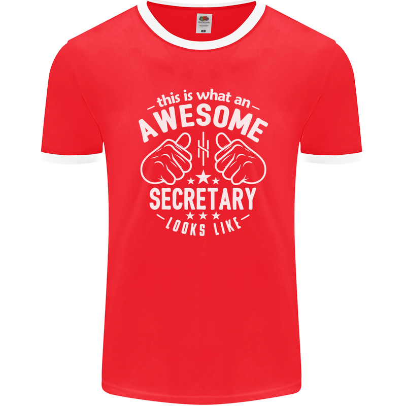 An Awesome Secretary Looks Like Mens Ringer T-Shirt FotL Red/White