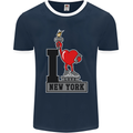 I Love (Heart) New York Mens Ringer T-Shirt FotL Navy Blue/White