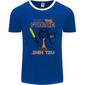 May the Force Be Shih Tzu Dog Funny Mens White Ringer T-Shirt Royal Blue/White