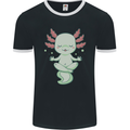 Meditating Axolot Yoga Spiritual Mens Ringer T-Shirt FotL Black/White