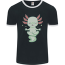 Meditating Axolot Yoga Spiritual Mens Ringer T-Shirt FotL Black/White