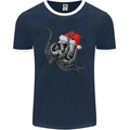 Christmas Cthulhu Skull Mens Ringer T-Shirt FotL Navy Blue/White