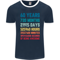 60th Birthday 60 Year Old Mens Ringer T-Shirt FotL Navy Blue/White