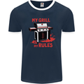 My Grill My Rules Funny BBQ Mens Ringer T-Shirt FotL Navy Blue/White