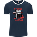 My Grill My Rules Funny BBQ Mens Ringer T-Shirt FotL Navy Blue/White