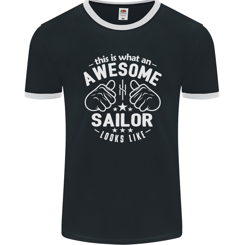 This Is What an Awesome Sailor Looks Like Mens Ringer T-Shirt FotL Black/White