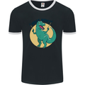 T-Rex What Now Funny Dinosaur Mens Ringer T-Shirt FotL Black/White