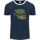 T-Rex Dinosaur Funny Cycling Cyclist Mens Ringer T-Shirt FotL Navy Blue/White