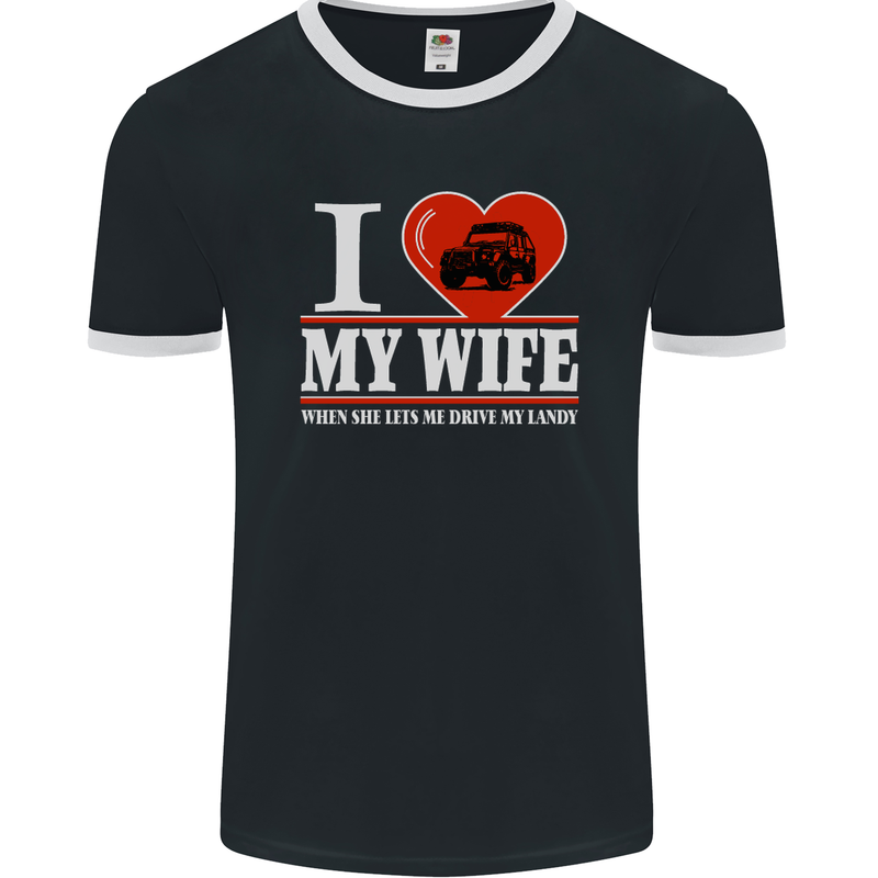 I Heart My Wife 4x4 Mens Ringer T-Shirt FotL Black/White