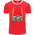 Photography Camera Around Neck Mens Ringer T-Shirt FotL Red/White