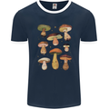 Mushroom Faces Foraging Mycology Mens Ringer T-Shirt FotL Navy Blue/White