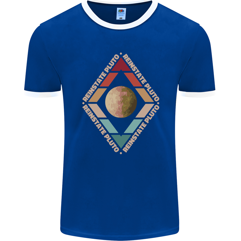 Reinstate Pluto Funny Astronomy Mens Ringer T-Shirt FotL Royal Blue/White