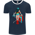 Ironing Superhero Funny Mens Ringer T-Shirt FotL Navy Blue/White