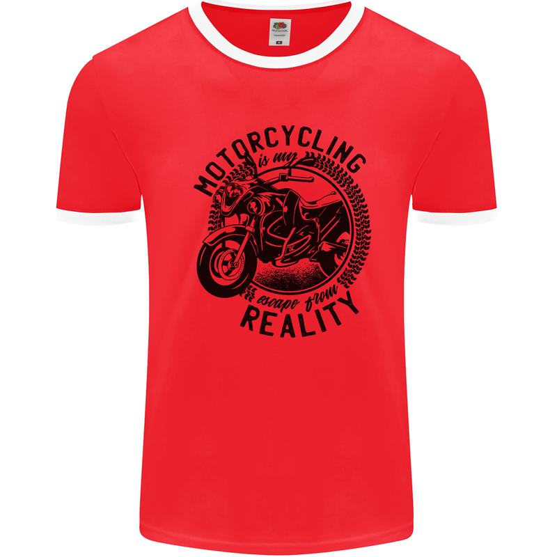 Motorcycling Motorbike Motorcycle Biker Mens Ringer T-Shirt Red/White