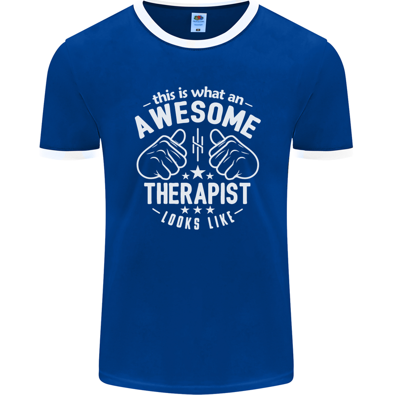 An Awesome Therapist Looks Like Mens Ringer T-Shirt FotL Royal Blue/White