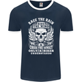 Race the Wind Biker Motorcycle Motorbike Mens Ringer T-Shirt FotL Navy Blue/White