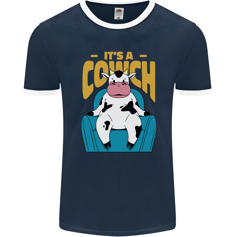 Its a Cowch Funny Cow Mens Ringer T-Shirt FotL Navy Blue/White