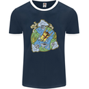 Climate Change Earth Destruction Nuclear War Mens Ringer T-Shirt FotL Navy Blue/White