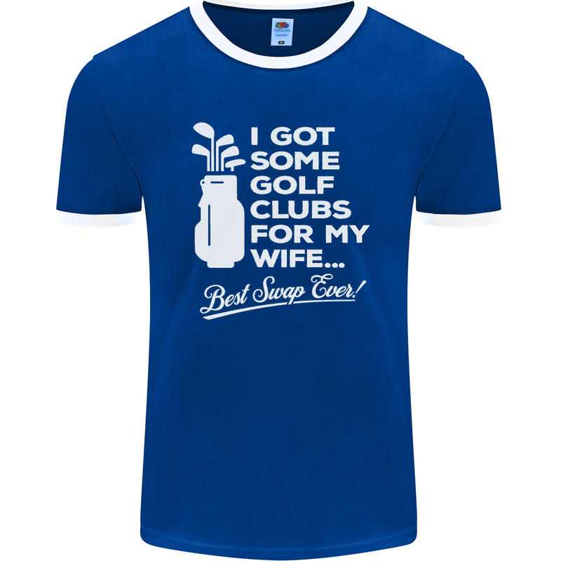 Golf Clubs for My Wife Funny Gofing Golfer Mens Ringer T-Shirt FotL Royal Blue/White