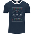 Christmas Swimming Design Mens Ringer T-Shirt FotL Navy Blue/White