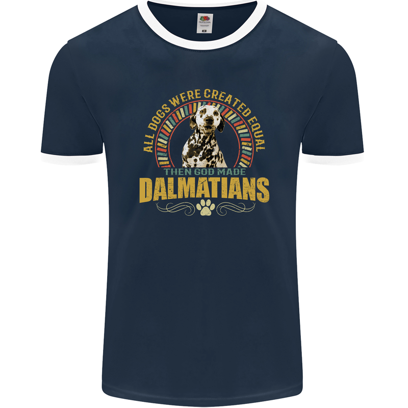 A Dalmatian Dog Mens Ringer T-Shirt FotL Navy Blue/White