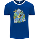 Climate Change Earth Destruction Nuclear War Mens Ringer T-Shirt FotL Royal Blue/White