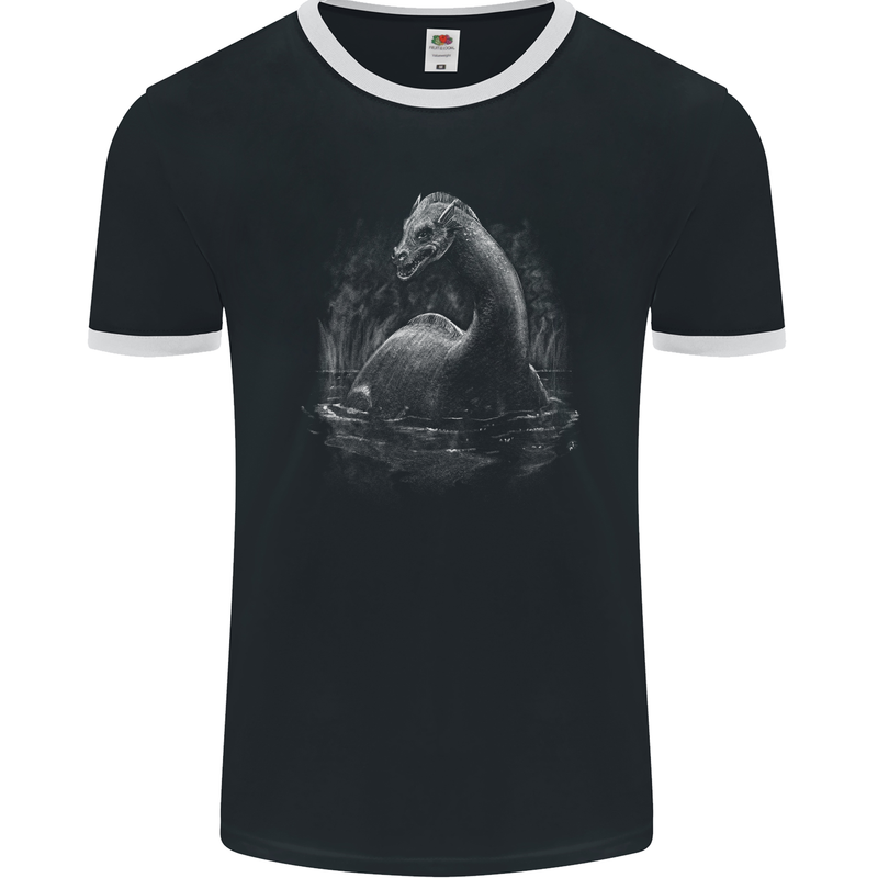 The Lockness Monster Mens Ringer T-Shirt FotL Black/White