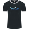 Hammerhead Shark Scuba Diver Diving Mens Ringer T-Shirt FotL Black/White