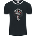 Steampunk Cross Gothic Heavy Metal Biker Mens Ringer T-Shirt FotL Black/White