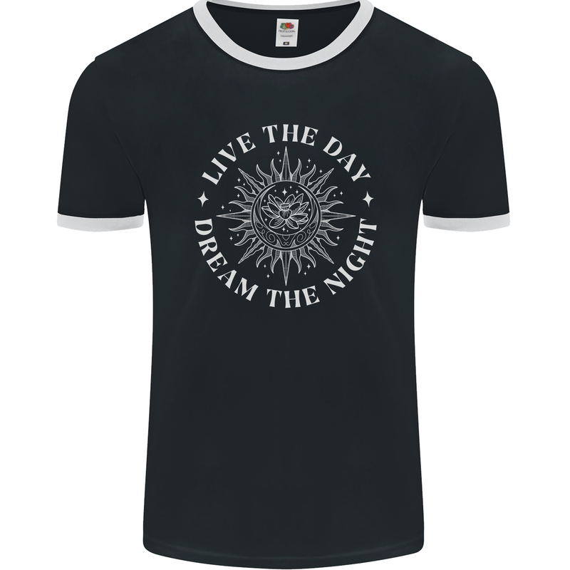 Dream the Night Moons Sleeping Mens Ringer T-Shirt FotL Black/White