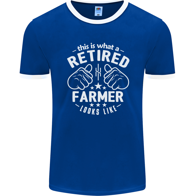 This Is What a Retired Farmer Looks Like Mens Ringer T-Shirt FotL Royal Blue/White