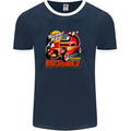 Rockabily Hot Rod Hotrod Dragster Mens Ringer T-Shirt FotL Navy Blue/White